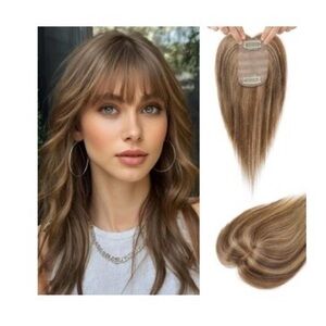NEW Open Box FlufyMooz 10-inch clip in fringe bangs hairpiece real human hair